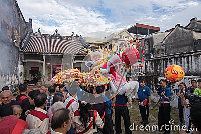 200m long dragon dance first time out for parade at Carpenter`s Guild. Editorial Stock Photo